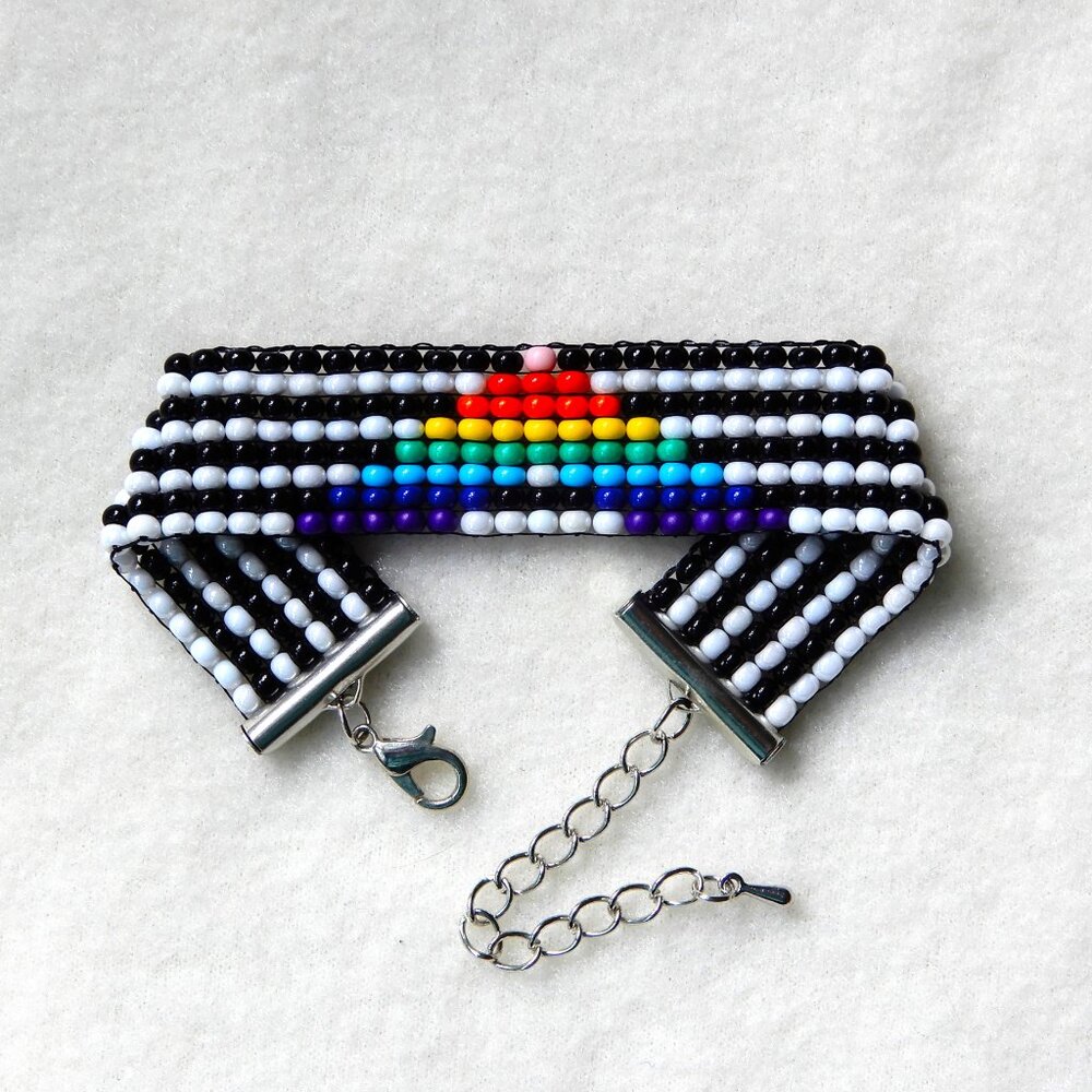 Straight Ally Pride bead bracelet, handmade, adjustable, 30% to charity
